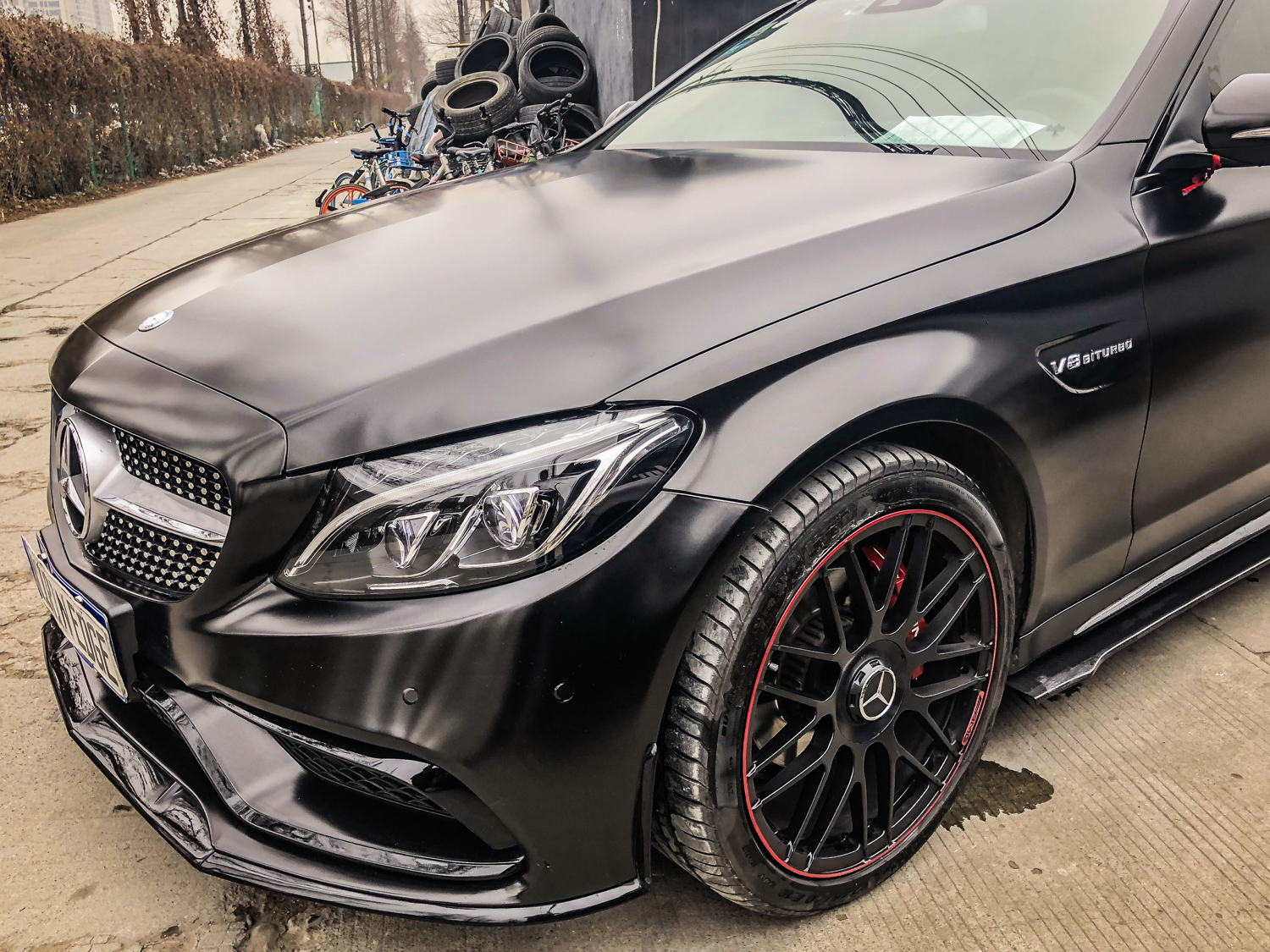 奔驰c200升级amg包围 电光黑 轮毂